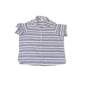 Chic Comfort Collection Blue & White Striped Button-Up Shirt 2X